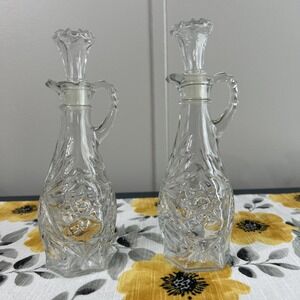 Anchor Hocking Vintage Glass Oil & Vinegar‎ Cruets with Stoppers